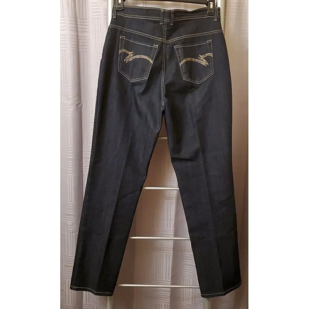 Gloria Vanderbilt Women's Size 10 Blue Straight Leg Dark Wash Stretch Denim Jean